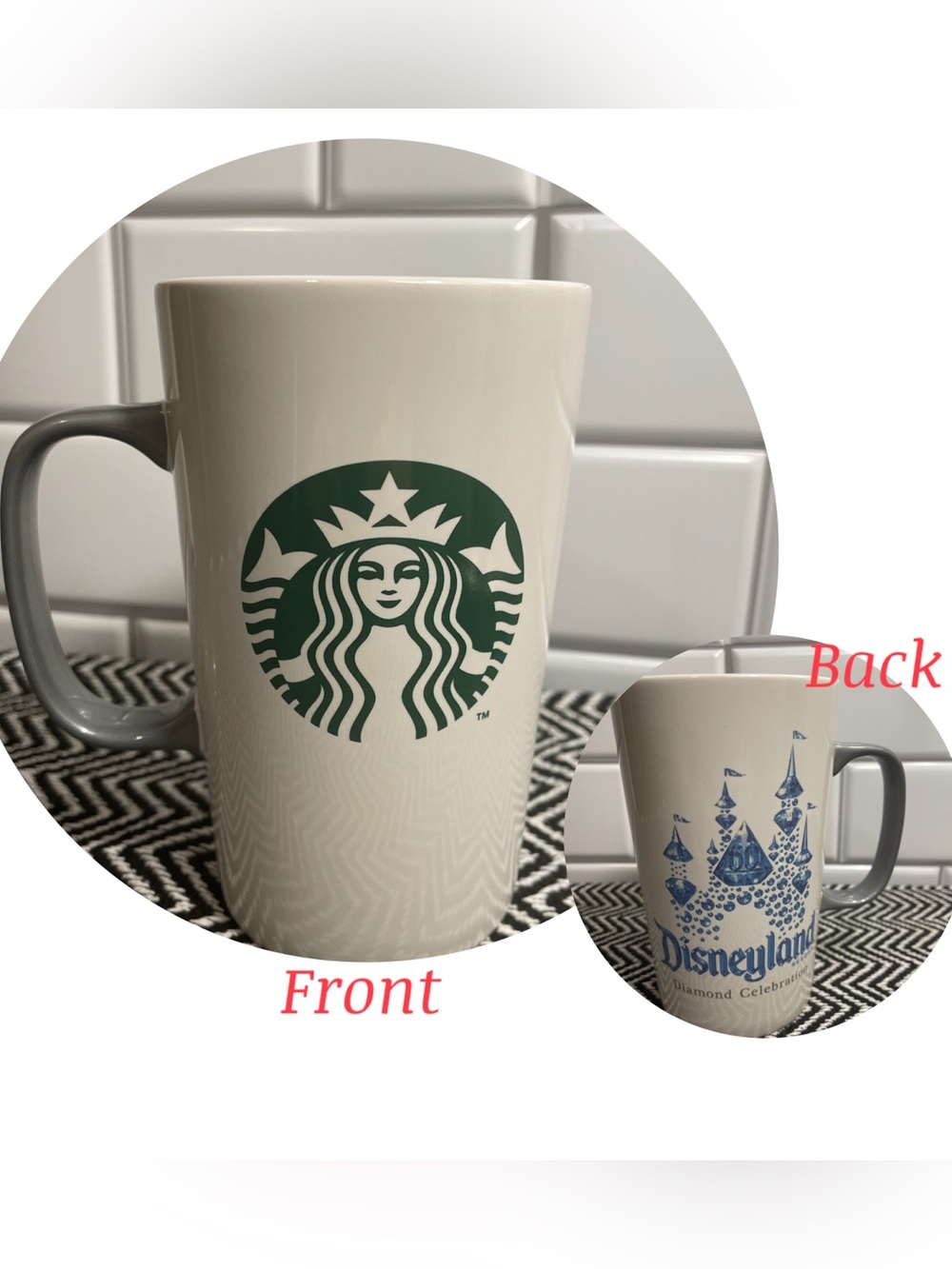 Starbucks Disneyland 60 Diamond Celebration Mug White & Blue